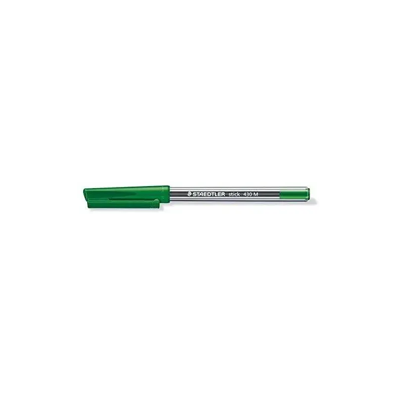 Staedtler Stick 430 Boligrafo con Capuchon - Punta 0.35mm - Tinta Endeleble - Color Verde | Ahorro Imprimiendo