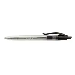 Milan P1 Boligrafo de Bola Retractil - Punta Redonda 1mm - Cuerpo Transparente - Color Negro | Ahorro Imprimiendo