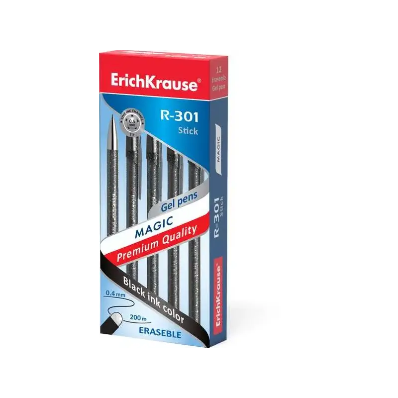 Erichkrause R-301 Magic Gel Boligrafo Borrable - Tinta Gel - Punta de 0.5mm - Trazo de 0.4mm - Cuerpo Semitransparente con Efect
