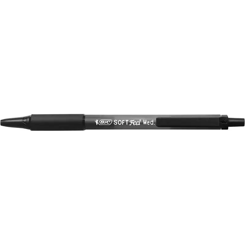Bic Soft Feel Boligrafo Retractil - Punta Media de 1mm - Cuerpo Translucido con Grip - Color Negro | Ahorro Imprimiendo