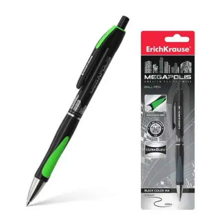 Erichkrause Boligrafo Automatico Megapolis Concept - Cuerpo Satinado Redondo - Zona de Agarre Ergonomica - Punta de 5 Canales -