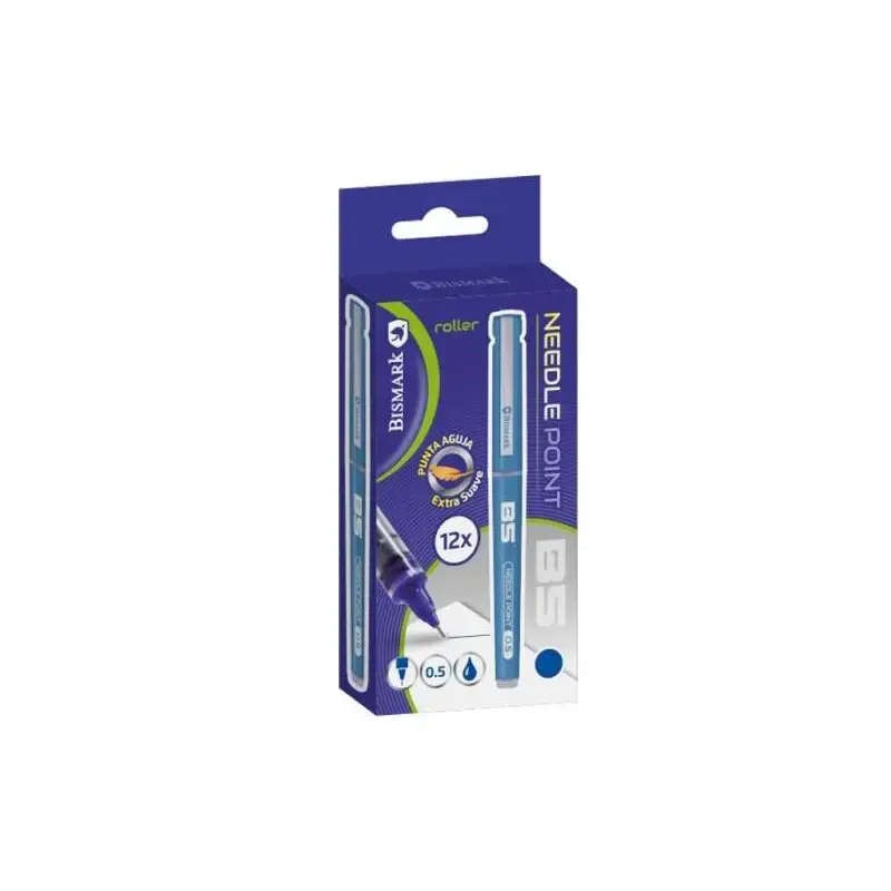 Bismark Boligrafo Tinta Liquida Punta Aguja - Escritura Suave - Alta Precision - Color Azul | Ahorro Imprimiendo
