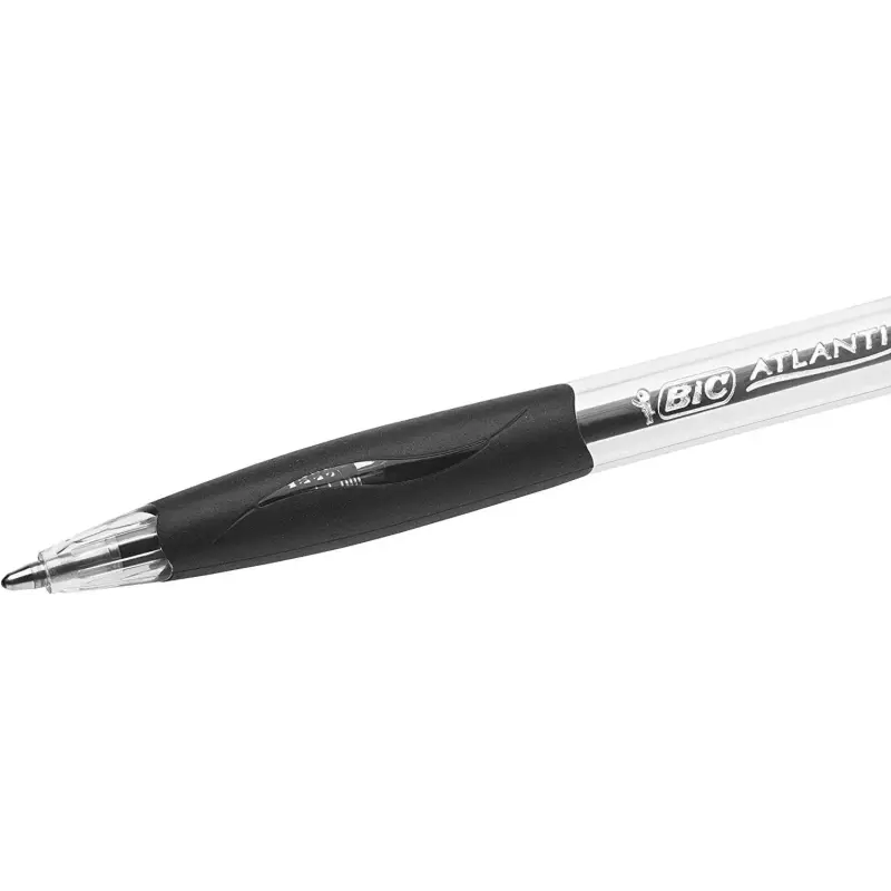 Bic Atlantis Classic Boligrafo Retractil - Punta de 1mm - Cuerpo Transparente con Grip - Color Negro | Ahorro Imprimiendo