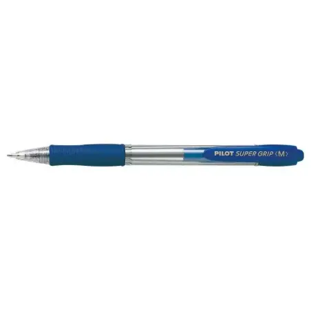 Pilot Boligrafo de Bola Retractil SuperGrip - Punta Redonda 1.0mm - Trazo 0.27mm - Tinta de Aceite - Grip Ergonomico - Color Azu