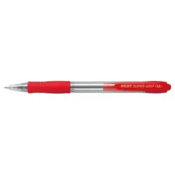 Pilot Boligrafo de Bola Retractil SuperGrip - Punta Redonda 1.0mm - Trazo 0.27mm - Tinta de Aceite - Grip Ergonomico - Color Roj
