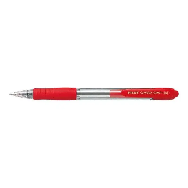 Pilot Boligrafo de Bola Retractil SuperGrip - Punta Redonda 1.0mm - Trazo 0.27mm - Tinta de Aceite - Grip Ergonomico - Color Roj