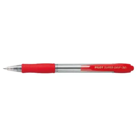 Pilot Boligrafo de Bola Retractil SuperGrip - Punta Redonda 1.0mm - Trazo 0.27mm - Tinta de Aceite - Grip Ergonomico - Color Roj