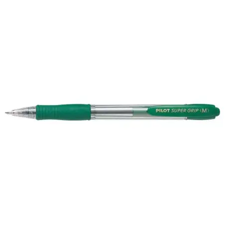 Pilot Boligrafo de Bola Retractil SuperGrip - Punta Redonda 1.0mm - Trazo 0.27mm - Tinta de Aceite - Grip Ergonomico - Color Ver