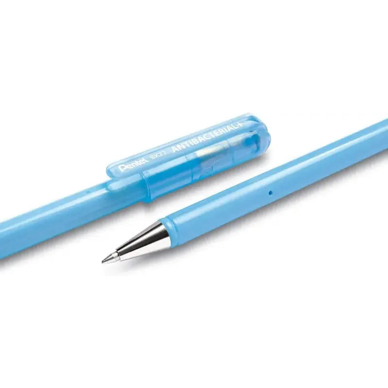 Pentel SuperB Antibacterial Boligrafo de Bola Antibacteriano - Punta Fina 0.7mm - Certificación ISO 22196 - Ideal Industria Medi