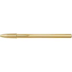 Bic Cristal Shine Boligrafo de Bola - Punta Media de 1.0mm - Tinta con Base de Aceite - Elegante Cuerpo Dorado - Color Azul | Ah
