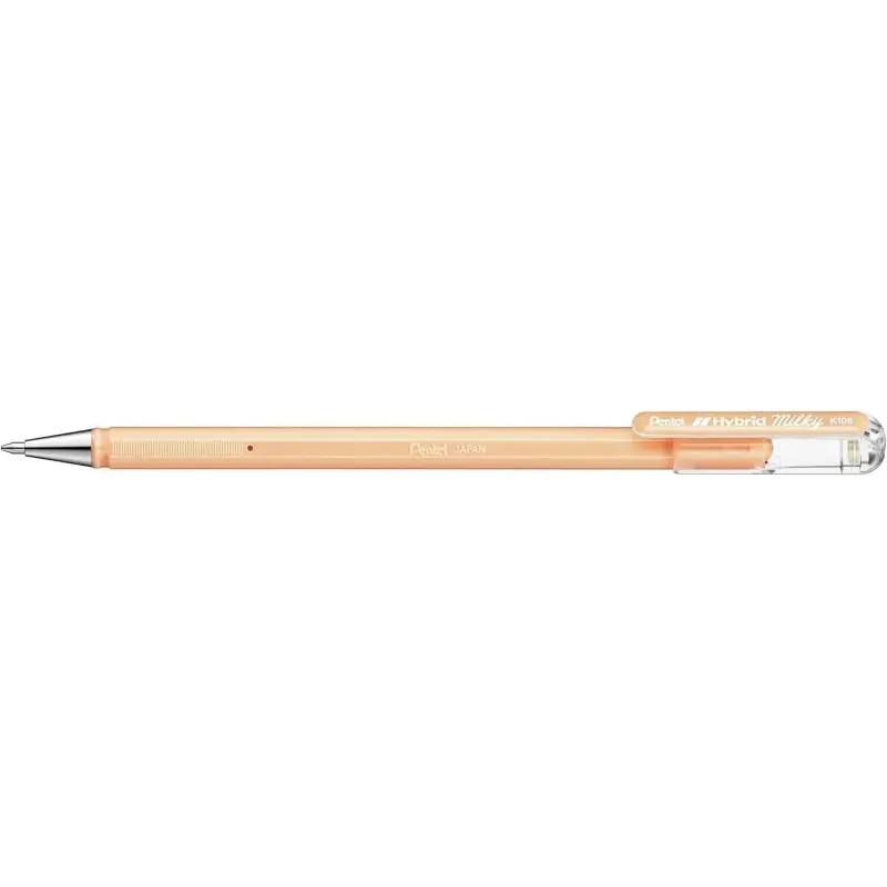 Pentel Hybrid Milky Boligrafo de Bola - Punta Fina 0.8mm - Trazo 0.4mm - Tinta de Gel Opaca - Color Naranja Pastel | Ahorro Impr