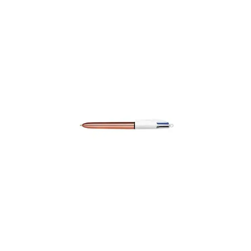 Bic 4 Colours Rose Gold Boligrafo de Bola Retractil - Punta Media de 1.0 mm - Tinta con Base de Aceite - Cuerpo Rosa Metalizado/