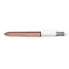 Bic 4 Colours Rose Gold Boligrafo de Bola Retractil - Punta Media de 1.0 mm - Tinta con Base de Aceite - Cuerpo Rosa Metalizado/