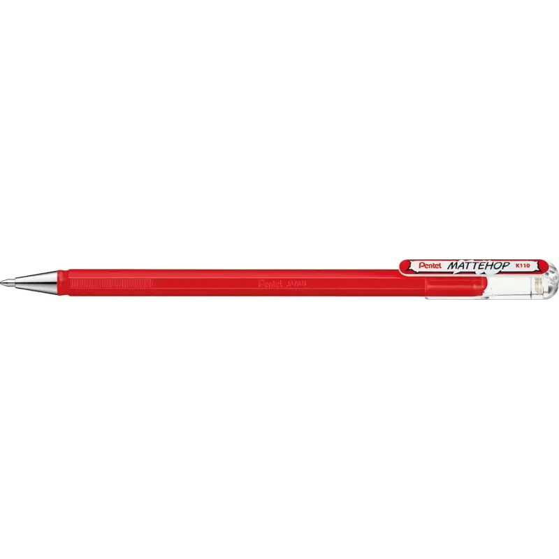 Pentel Mattehop Boligrafo de Bola - Punta 1mm - Trazo 0.5mm - Tinta de Gel Opaca - Fabricado con 55% de Materiales Reciclados -