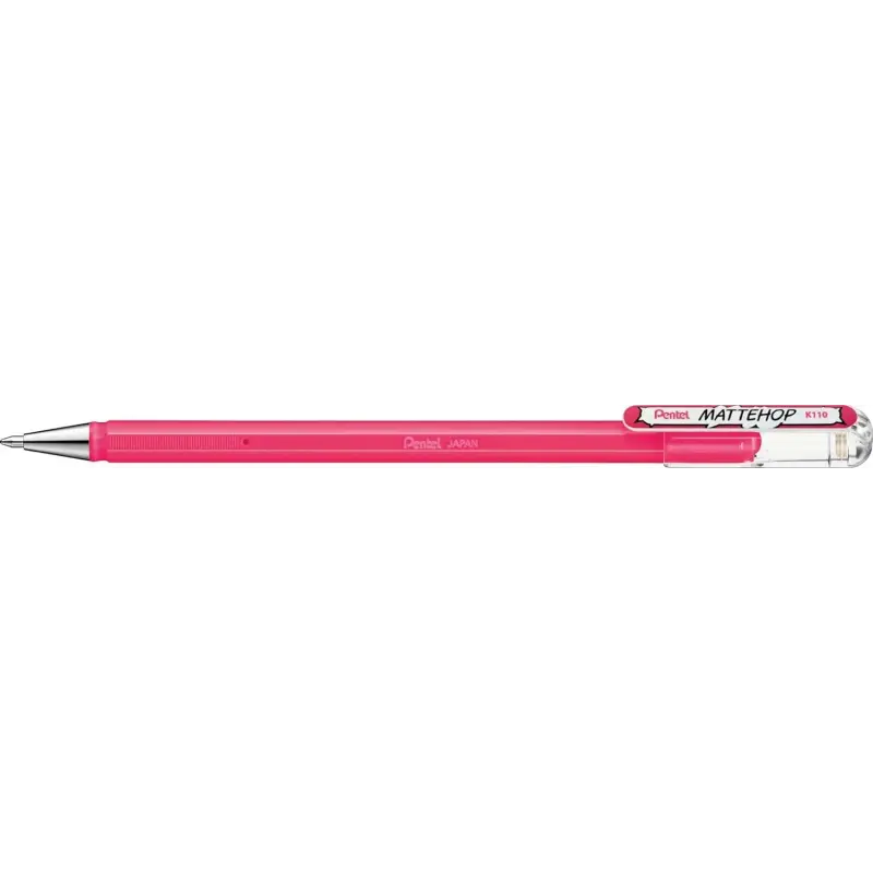 Pentel Mattehop Boligrafo de Bola - Punta 1mm - Trazo 0.5mm - Tinta de Gel Opaca - Fabricado con 55% de Materiales Reciclados -