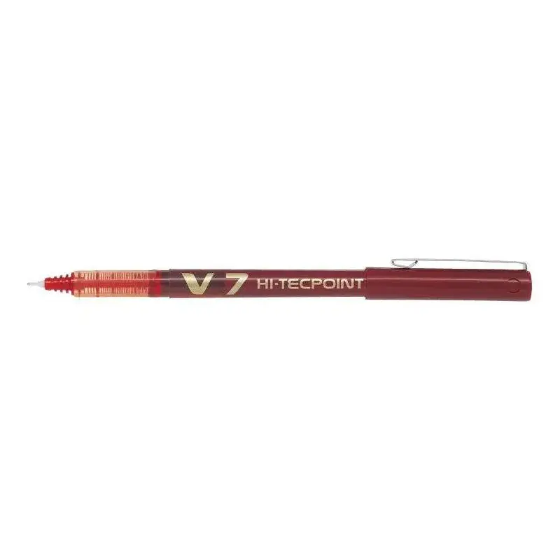 Pilot Boligrafo de tinta liquida V7 HI-Tecpoint Rollerball - Punta fina de aguja 0.7mm - Trazo 0.5mm - Color Rojo | Ahorro Impri