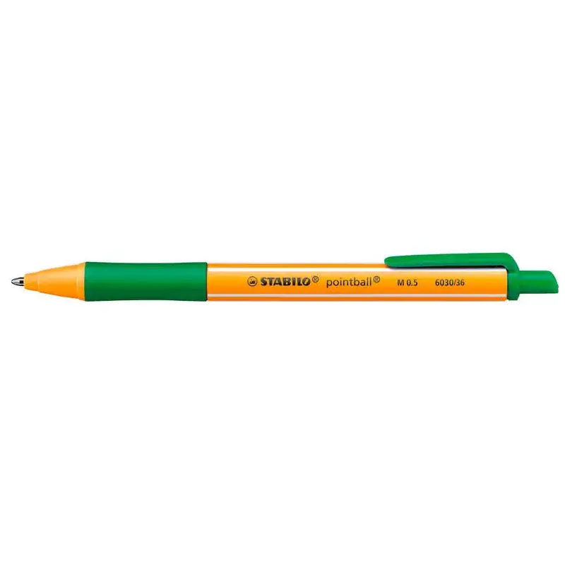 Stabilo Pointball Boligrafo Retractil - Punta de 1mm - Tinta con Base de Aceite - Recargable - 79% Plastico Reciclado - Grip Ant
