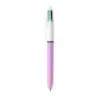 Bic 4 Colours Fun Boligrafo de Bola Retractil - Punta Media de 1.0mm - Tinta con Base de Aceite - Tinta de Colores: Rosa, Morado