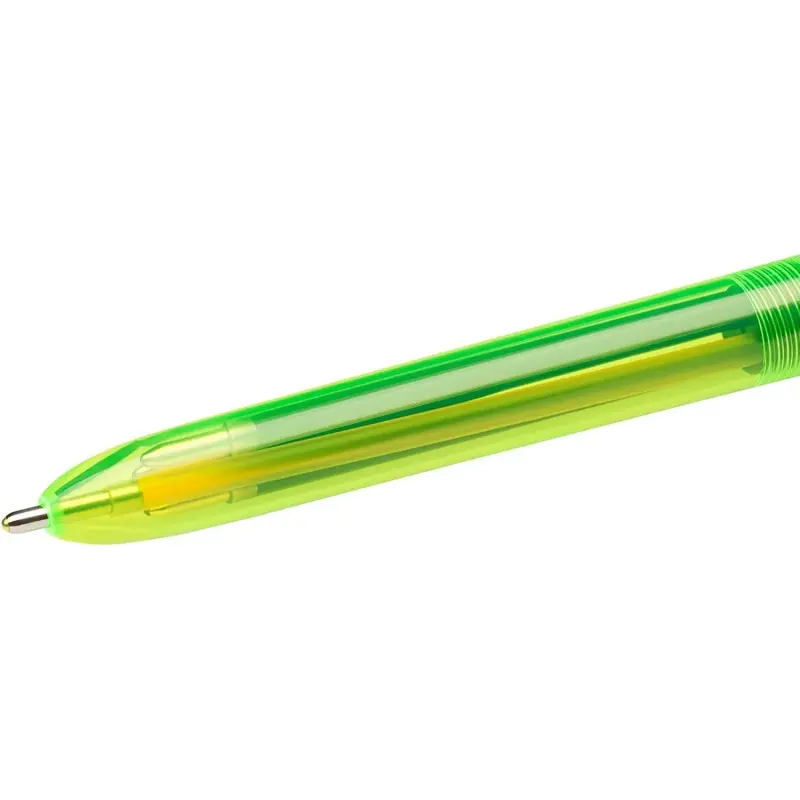 Bic 4 Colours Fluo Boligrafo de Bola Retractil - Punta Media de 1.0mm - Tinta con Base de Aceite - Tinta de Colores: Negro, Azul