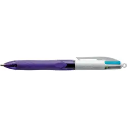 Bic 4 Colours Grip Fashion Boligrafo Retractil con Grip - Punta Media de 1mm - Trazo de 0.4mm - Tinta con Base de Aceite - Cuerp