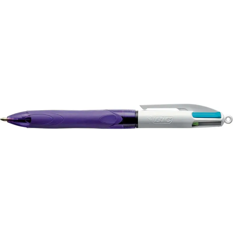 Bic 4 Colours Grip Fashion Boligrafo Retractil con Grip - Punta Media de 1mm - Trazo de 0.4mm - Tinta con Base de Aceite - Cuerp