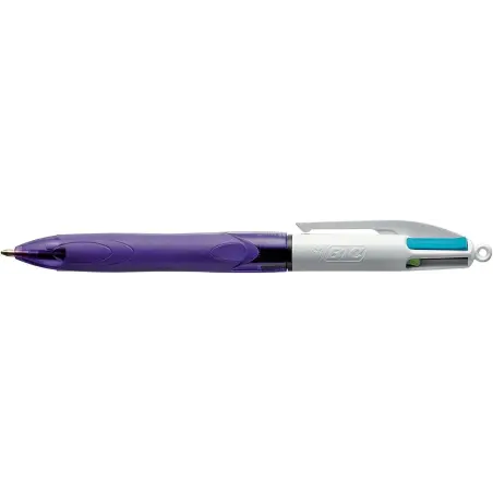 Bic 4 Colours Grip Fashion Boligrafo Retractil con Grip - Punta Media de 1mm - Trazo de 0.4mm - Tinta con Base de Aceite - Cuerp