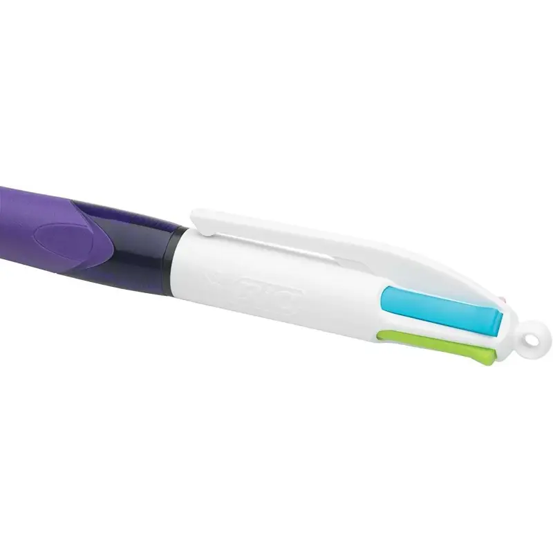 Bic 4 Colours Grip Fashion Boligrafo Retractil con Grip - Punta Media de 1mm - Trazo de 0.4mm - Tinta con Base de Aceite - Cuerp