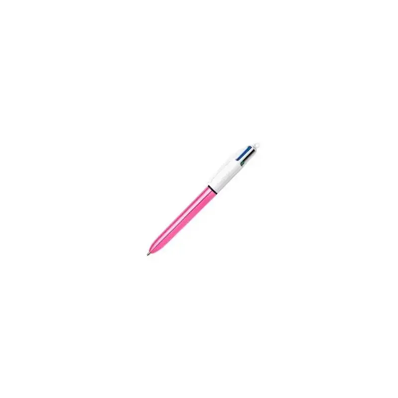 Bic 4 Colours Shine Boligrafo de Bola Retractil - Punta de 1mm - Trazo de 0.4mm - Tinta con Base de Aceite - Cuerpo Rosa Metaliz