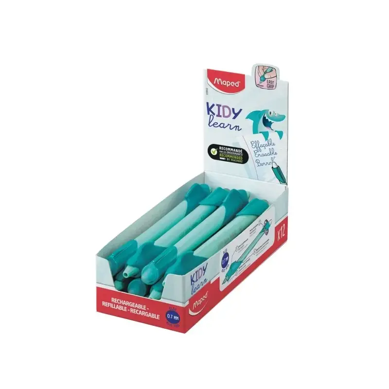Maped Kidy Lern Magic Boligrafo Borrable con Guia para Dedos - Modelo Tiburon - Tinta Color Azul - Recomendado para Niños de 4 a