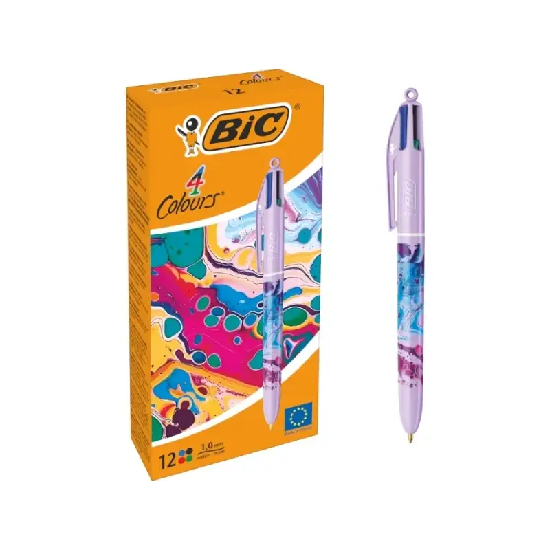 Bic 4 Colours Decors Hydro Boligrafo de Bola Retractil - Punta Media de 1.0mm - Tinta con Base de Aceite - 4 Colores | Ahorro Im