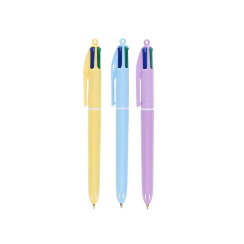 Bic 4 Colours Pastel Boligrafo de Bola Retractil - Punta Media de 1.0mm - Tinta con Base de Aceite - Cuerpo en Colores Pastel -