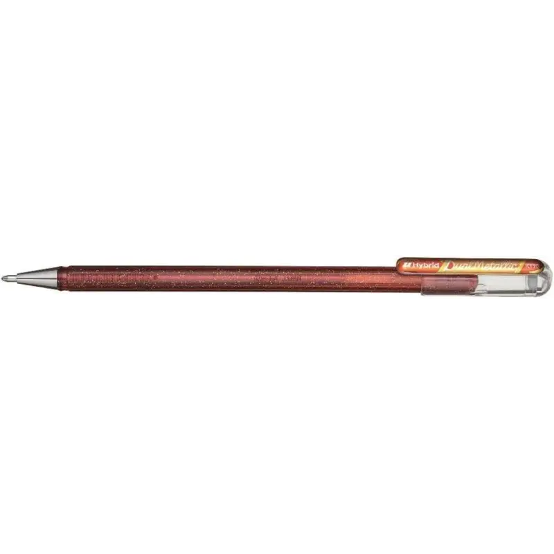 Pentel Hybrid Dual Metallic Pack de 4 Boligrafos de Bola con Tinta Gel Brillante - Punta 1mm - Trazo 0.5mm - Colores Brillantes