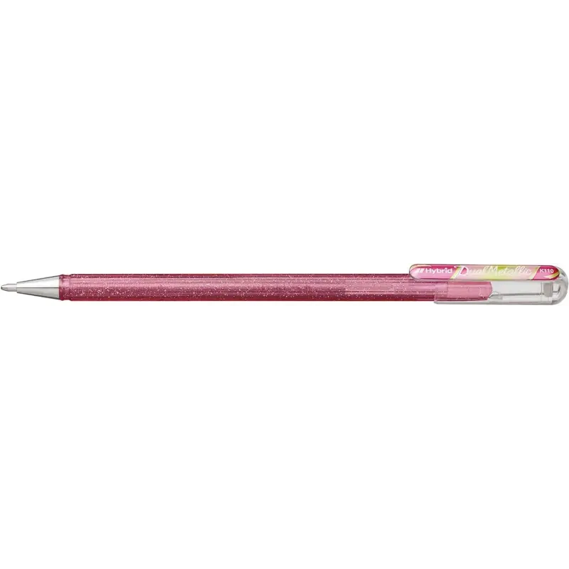 Pentel Hybrid Dual Metallic Pack de 4 Boligrafos de Bola con Tinta Gel Brillante - Punta 1mm - Trazo 0.5mm - Colores Brillantes