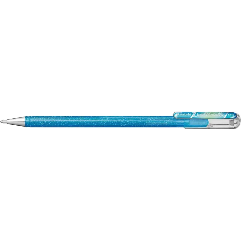 Pentel Hybrid Dual Metallic Pack de 4 Boligrafos de Bola con Tinta Gel Brillante - Punta 1mm - Trazo 0.5mm - Colores Brillantes