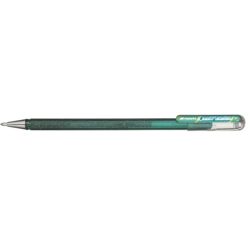 Pentel Hybrid Dual Metallic Pack de 4 Boligrafos de Bola con Tinta Gel Brillante - Punta 1mm - Trazo 0.5mm - Colores Brillantes