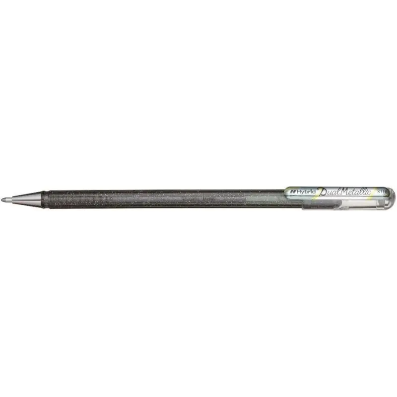 Pentel Hybrid Dual Metallic Pack de 4 Boligrafos de Bola con Tinta Gel Brillante - Punta 1mm - Trazo 0.5mm - Colores Brillantes