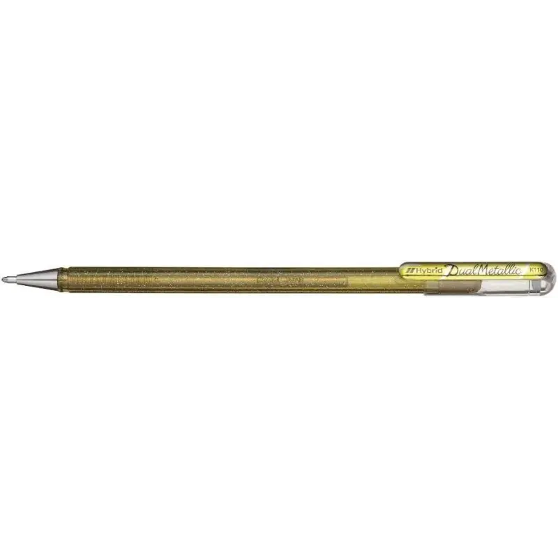 Pentel Hybrid Dual Metallic Pack de 4 Boligrafos de Bola con Tinta Gel Brillante - Punta 1mm - Trazo 0.5mm - Colores Brillantes
