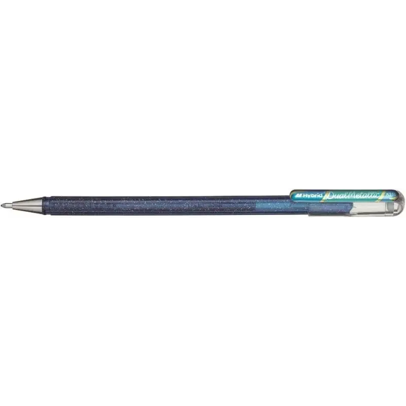 Pentel Hybrid Dual Metallic Pack de 4 Boligrafos de Bola con Tinta Gel Brillante - Punta 1mm - Trazo 0.5mm - Colores Brillantes