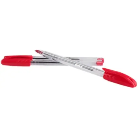 MKtape Pack de 36 Boligrafos Triangulares de Bola - Punta Redonda de 1.0mm - Escritura Suave - Color Rojo | Ahorro Imprimiendo