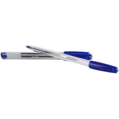 MKtape Pack de 36 Boligrafos Triangulares de Bola - Punta Redonda de 1.0mm - Escritura Suave - Color Azul | Ahorro Imprimiendo