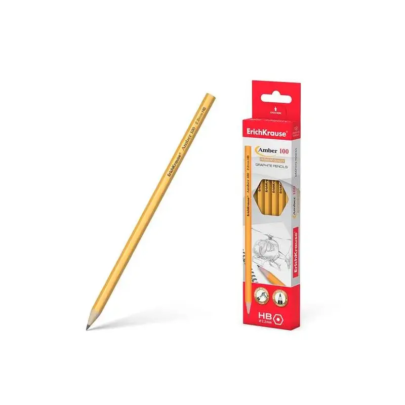 Erichkrause Amber 100 HB Lapiz de Grafito Hexagonal HB - Madera Seleccionada - Alta Resistencia al Impacto - Facil Afilado | Aho