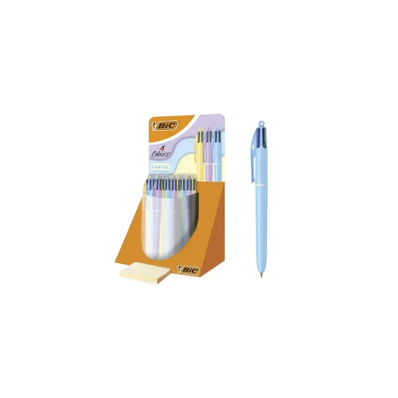 Bic 4 Colours Pastel Expositor con 30 Boligrafos de Bola Retractil - Punta Media de 1.0mm - Tinta con Base de Aceite - Cuerpo en
