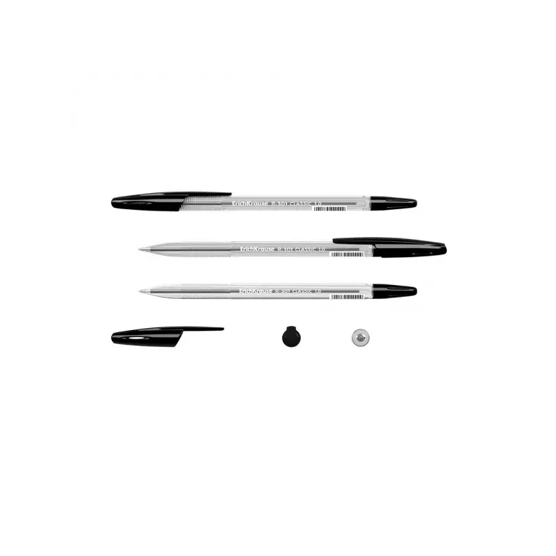 Erichkrause R-301 Boligrafo de Bola Punta 1.0mm - Trazo 0.5mm - Tinta de Secado Rapido - Cuerpo Transparente - Capuchon Ventilad