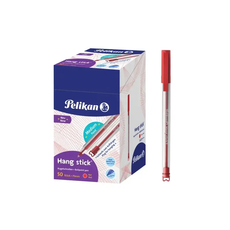 Pelikan Hang Stick Boligrafo de Bola - Trazo de 1mm - Capuchon Antiasfixia - Cuerpo Triangular Ergonomico - Gancho - Tinta a Bas