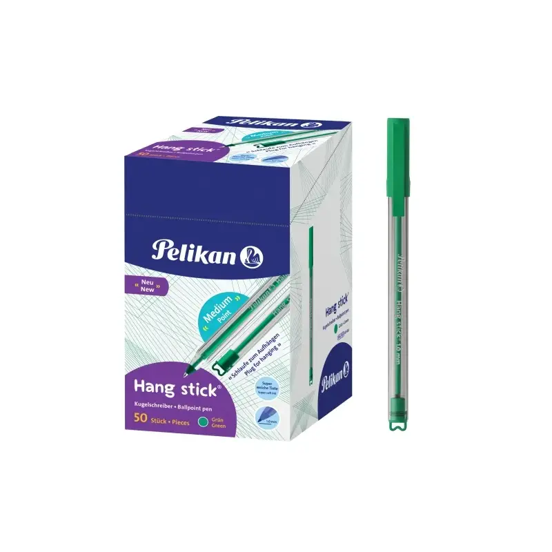 Pelikan Hang Stick Boligrafo de Bola - Trazo de 1mm - Capuchon Antiasfixia - Cuerpo Triangular Ergonomico - Gancho - Tinta a Bas