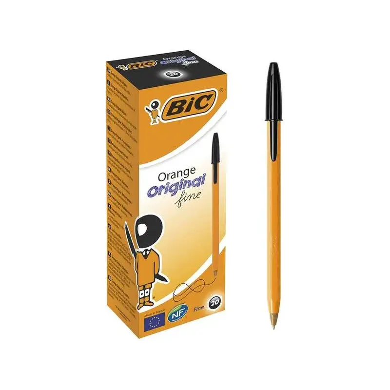 Bic Orange Original Fine Boligrafo de Bola - Punta Redonda de 0.8mm - Trazo de 0.30mm - Tinta con Base de Aceite - Cuerpo Naranj