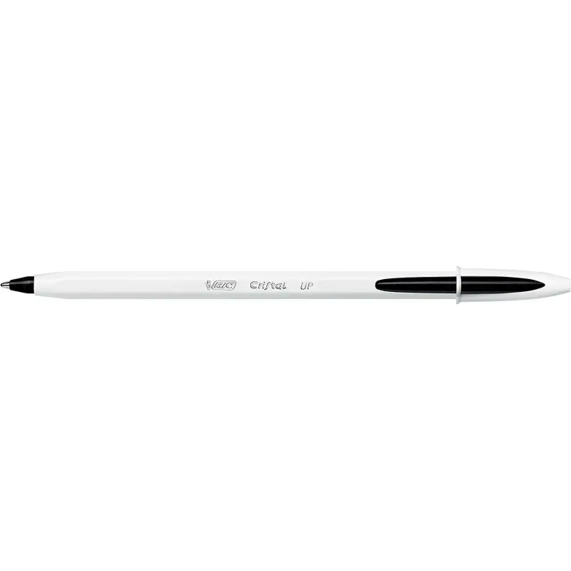 Bic Cristal Up Boligrafo de Bola - Punta de 1.2mm - Tinta con Base de Aceite - Cuerpo Blanco - Color Negro | Ahorro Imprimiendo