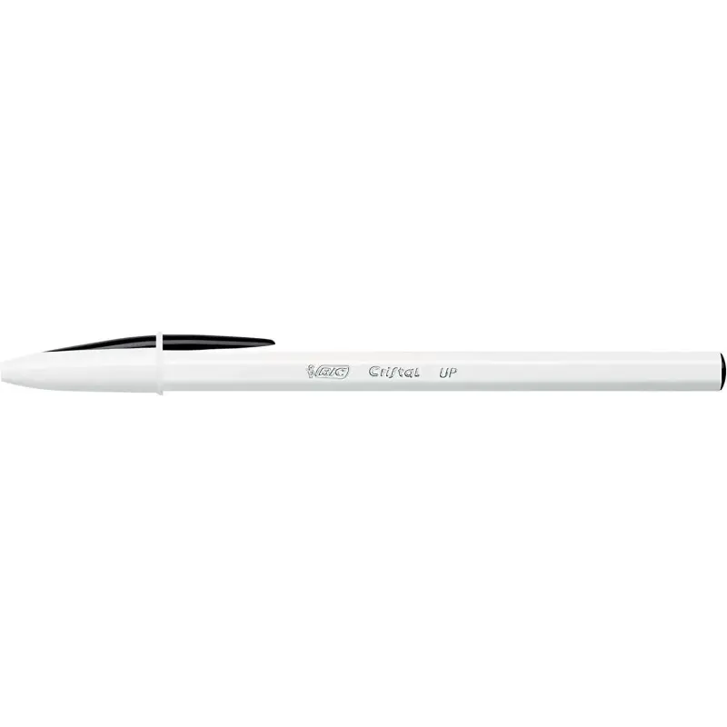 Bic Cristal Up Boligrafo de Bola - Punta de 1.2mm - Tinta con Base de Aceite - Cuerpo Blanco - Color Negro | Ahorro Imprimiendo