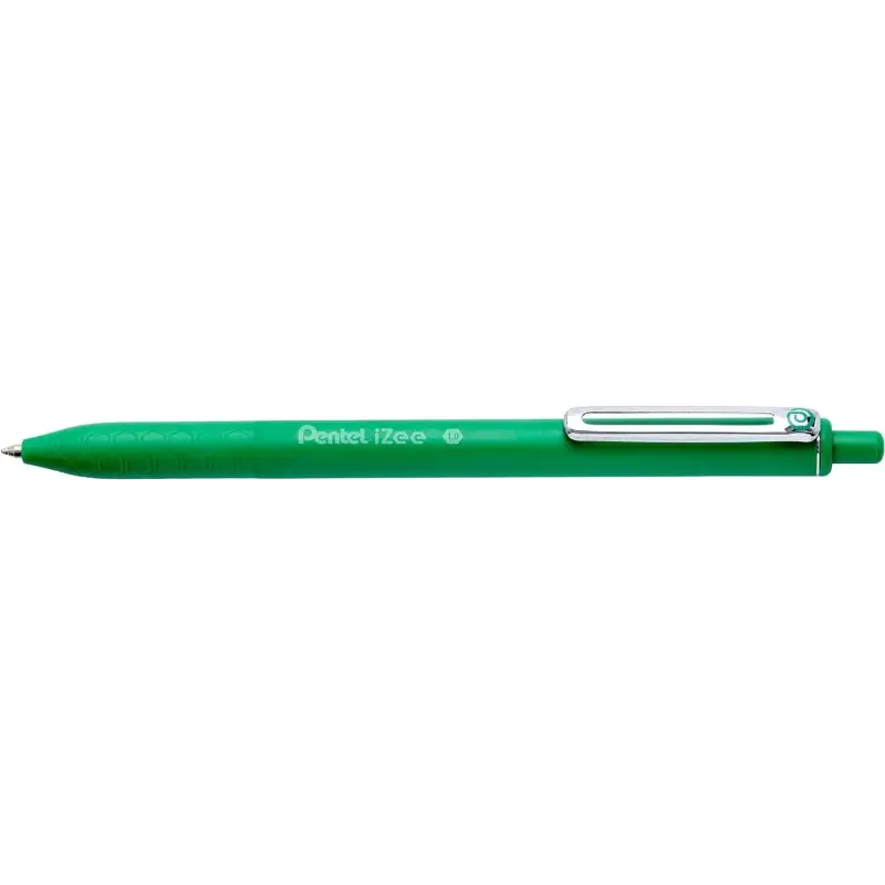 Pentel iZee Boligrafo de Bola Retractil - Punta 0.7mm - Trazo 0.35mm - Clip de Metal - Color Verde | Ahorro Imprimiendo