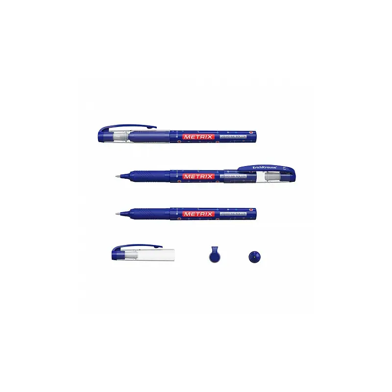 Erichkrause Metrix Boligrafo Tinta Gel - Punta 0.5mm - Agarre de Goma - Capuchon con Clip - Secado Rapido - Color Azul | Ahorro